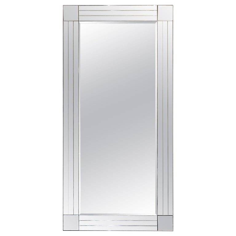 LOVELY EXTRA LARGE BEVELLED SiLVER ALL GLASS WALL MIRROR (1/2)
