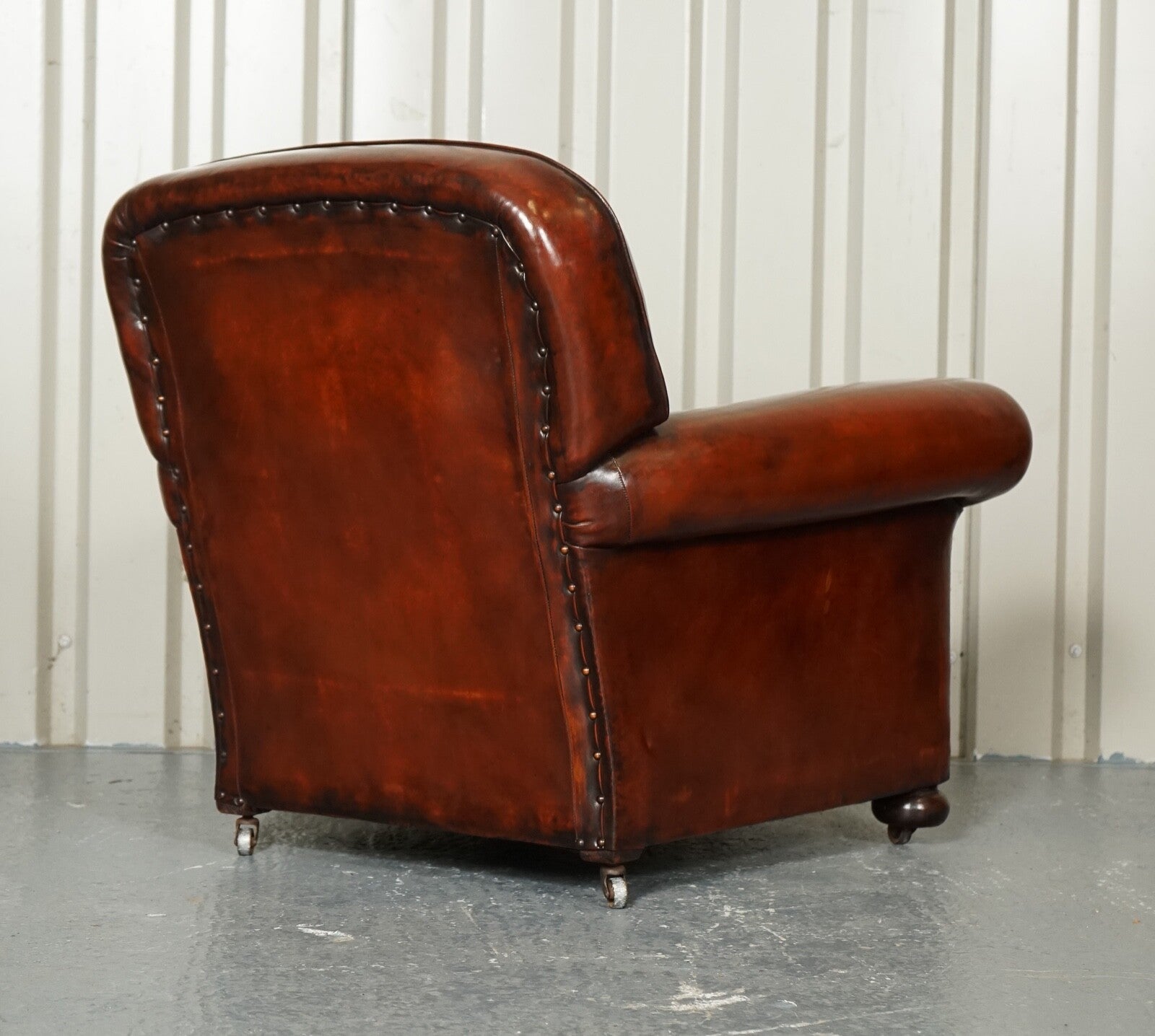 RESTORED VICTORIAN MAROON DYED LEATHER SUITE CLUB ARMCHAIRS GENTLEMAN CLUB SOFA