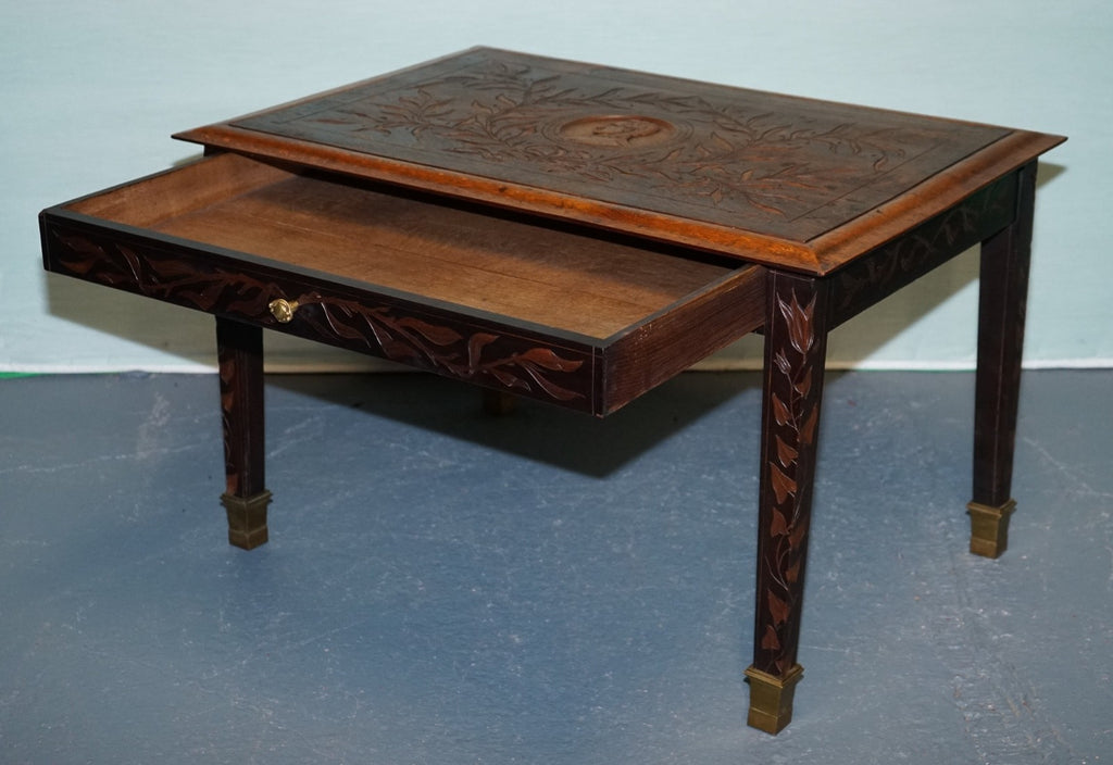 KING ALBERT I OF BELGIUM OCCASIONAL SIDE END COFFEE TABLE CARVED OAK CiRCA 1900