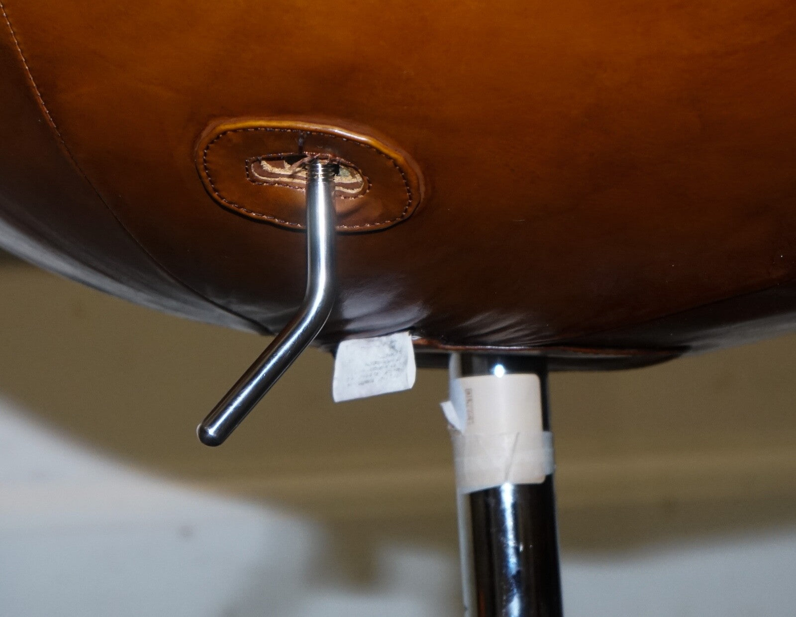 FRITZ HANSEN STYLE VINTAGE HAND DYED WHISKEY BROWN EGG CHAIR