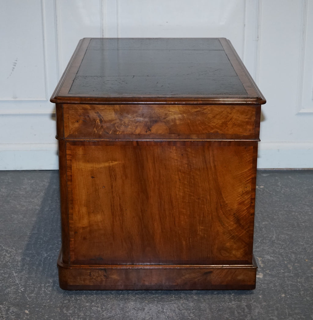 IMPORTANT ROYAL DRUCE & CO LONDON 1840's RESTORED BURR WALNUT TWIN PEDESTAL DESK