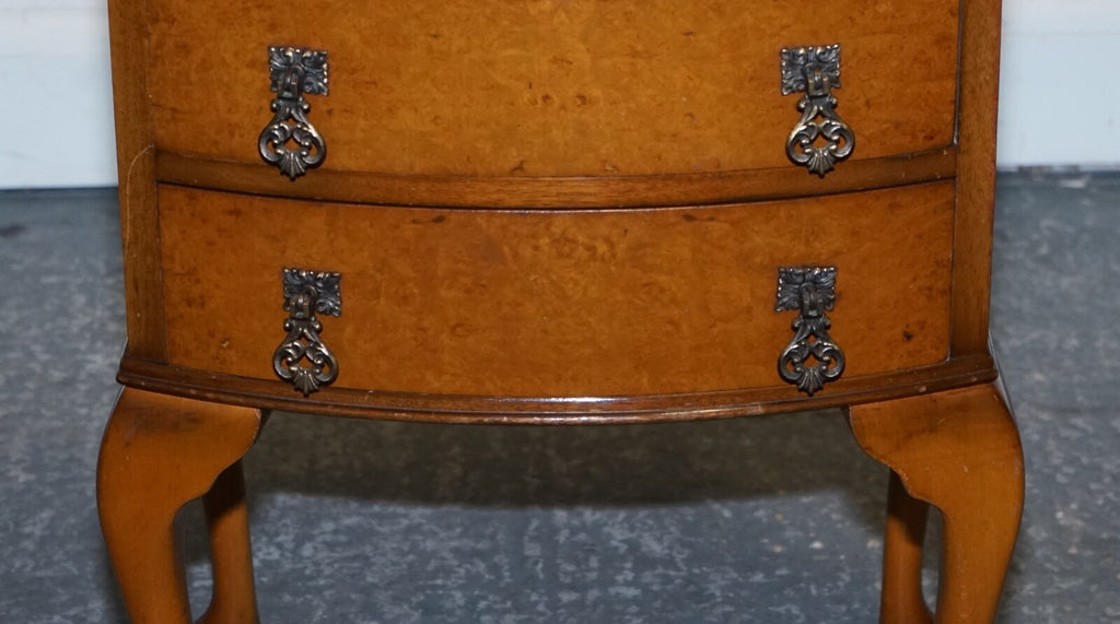 GORGEOUS VINTAGE ART DECO STYLE BURR WALNUT SIDE END LAMP TABLE QUEEN ANNE LEGS