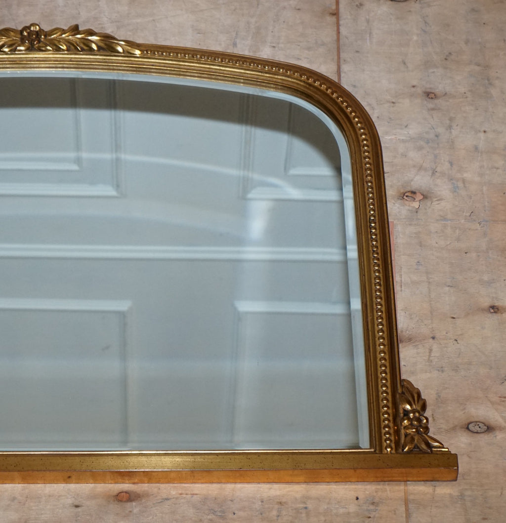 VINTAGE VICTORIAN STYLE GILTED OVERMANTEL WALL MIRROR