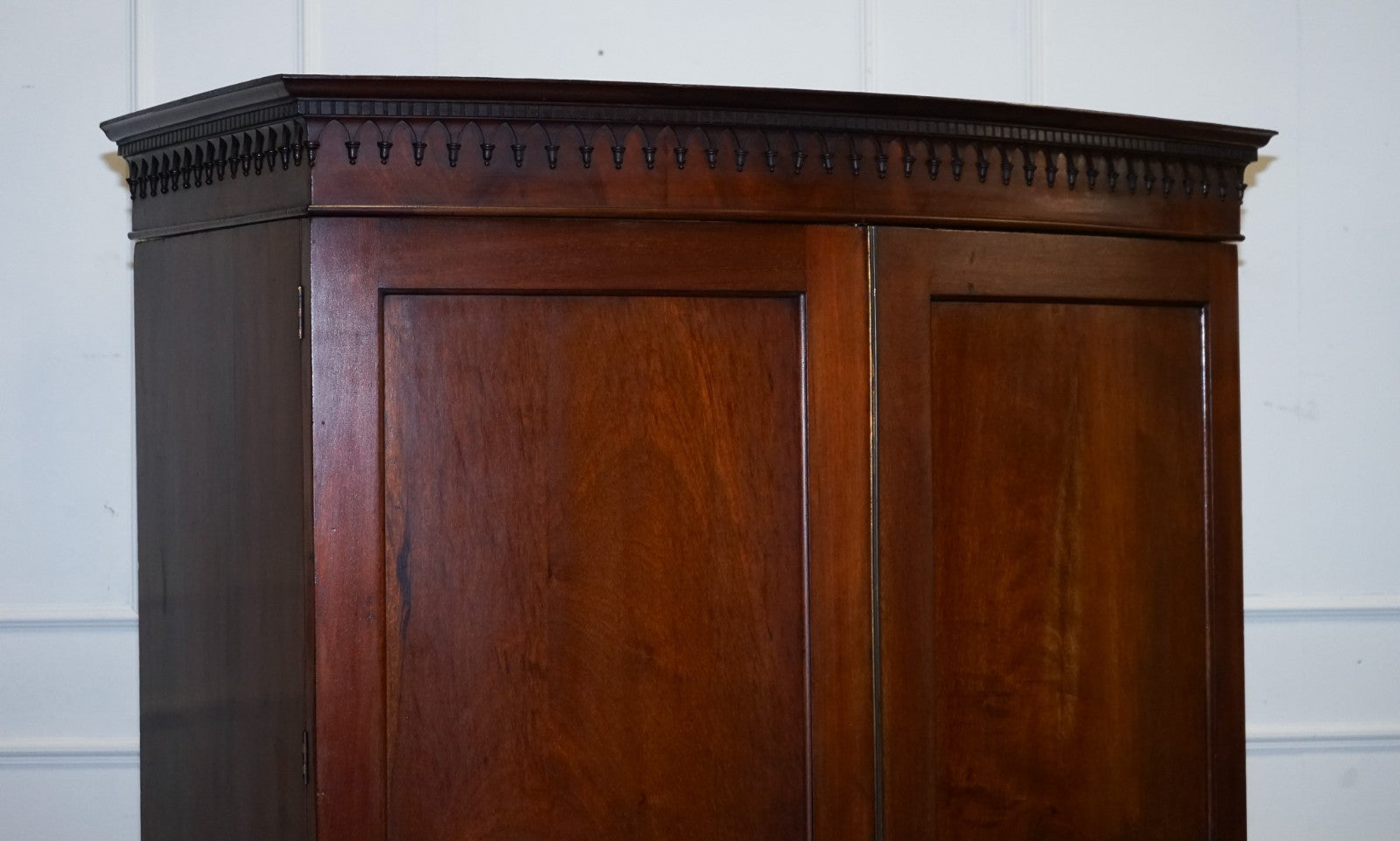 ANTIQUE ENGLISH GEORGE III LINEN PRESS CONVERTED TO WARDROBE