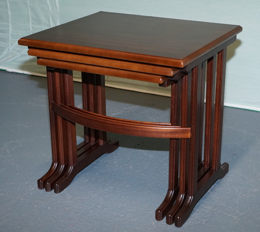 VINTAGE MiD CENTURY HARDWOOD NEST OF THREE TABLES