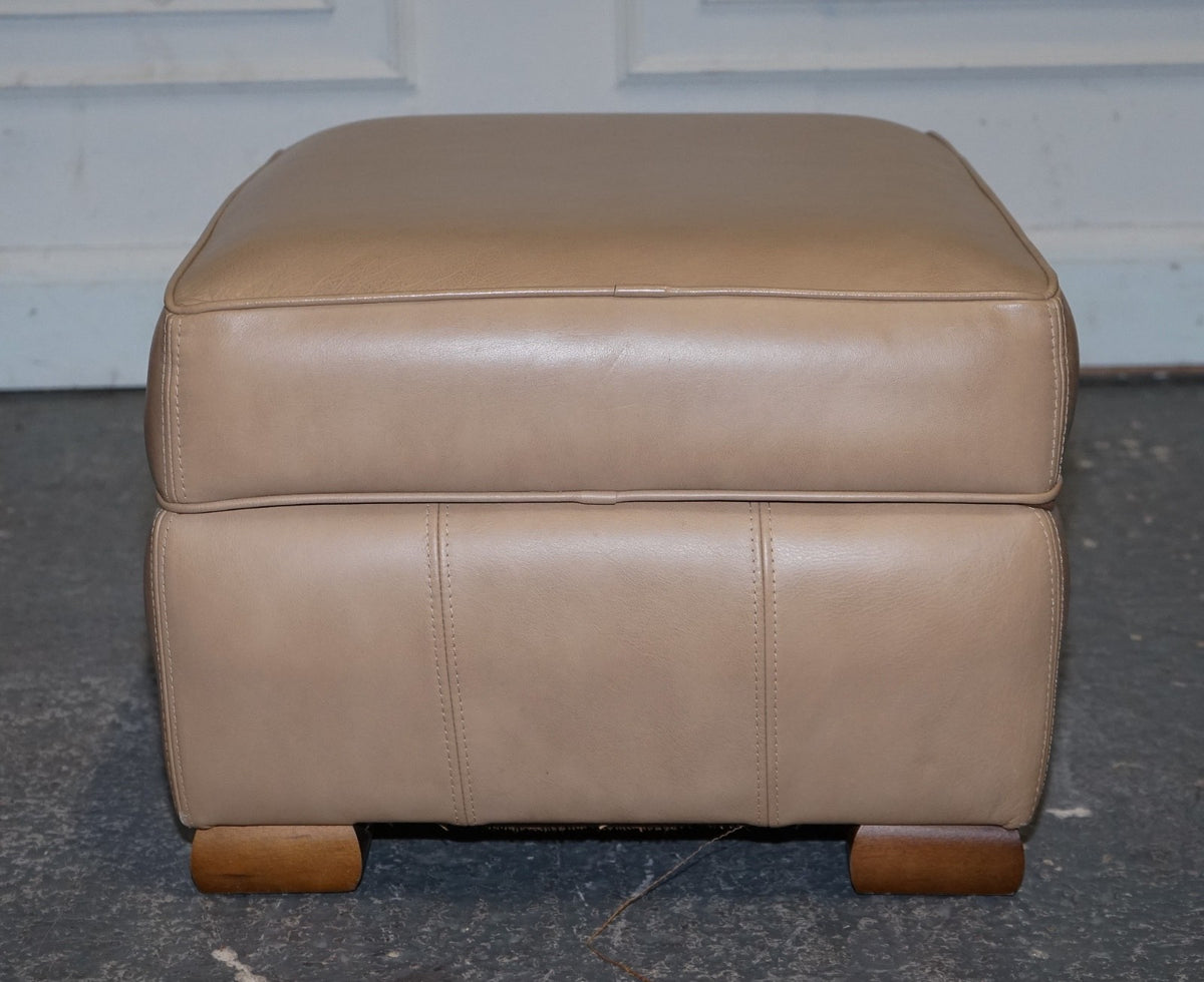 FINE LATTE BROWN LEATHER OTTOMAN FOOTSTOOL WITH STORAGE BY MULTIYORK ENGLAND