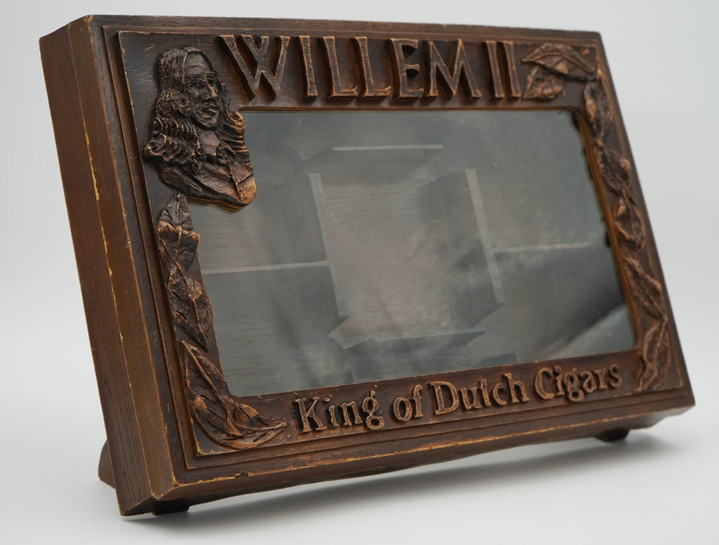 ANTIQUE ANGLO DUTCH CIGAR CO. WILLEM II OAK GLAZED SHOP COUNTER DISPLAY CABINET