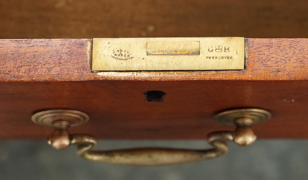 ANTIQUE HUGE DISTRESSED PARTNERS DESK WITH NAVY BLUE LEATHER TOP J1
