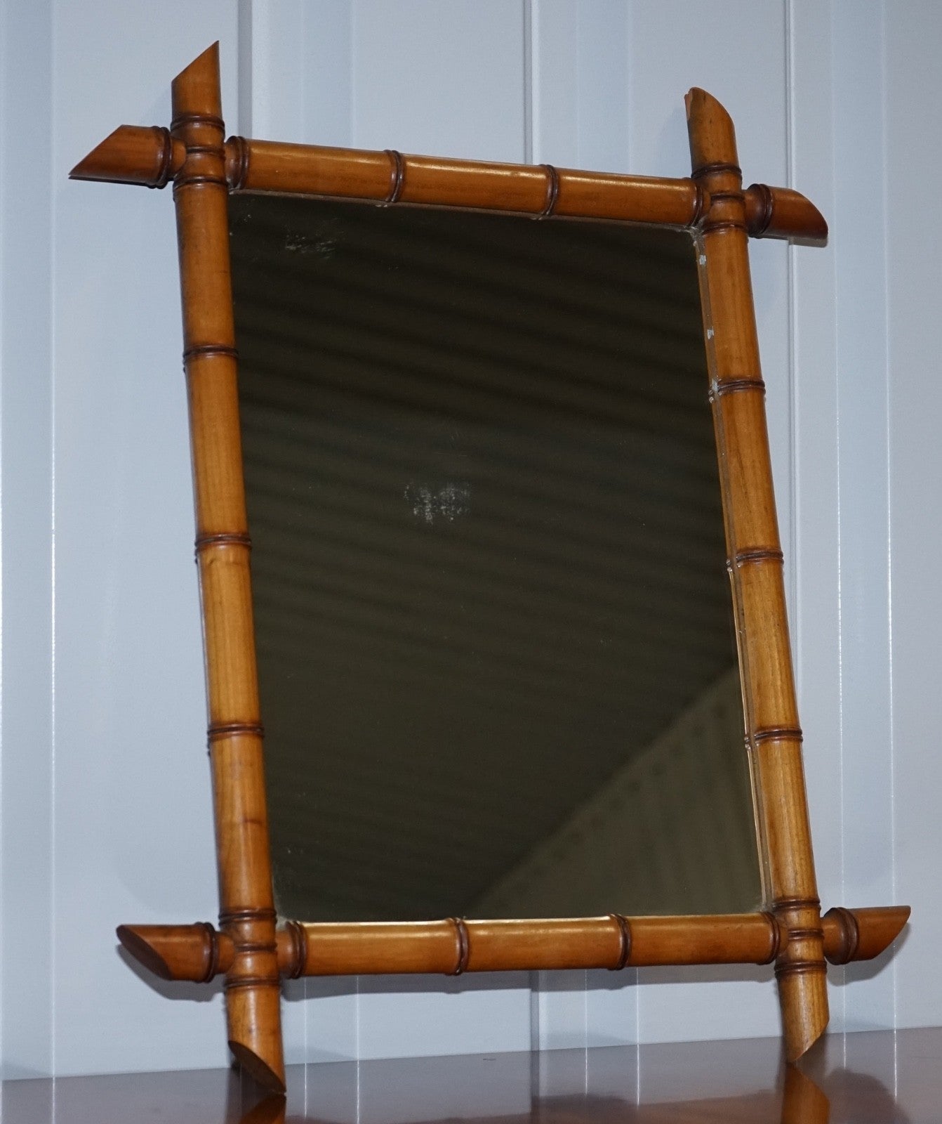 ANTIQUE FRENCH STYLE DECORATIVE FAUX BAMBOO WALL MIRROR