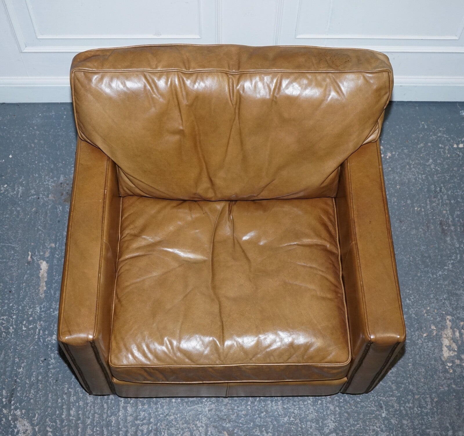 LOVELY TIMOTHY OULTON VISCOUNT PAIR OF TAN LEATHER ARMCHAIRS RRP £5,200