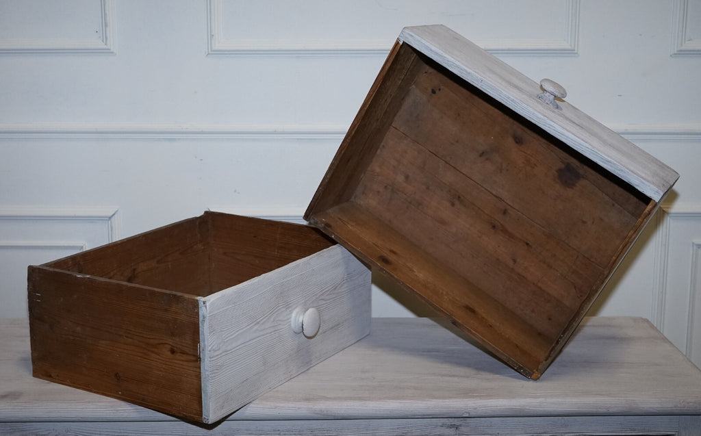 ANTIQUE HAND PAINTED ENGLISH PINE FARMHOUSE SIDEBOARD WITH THREE DRAWERS