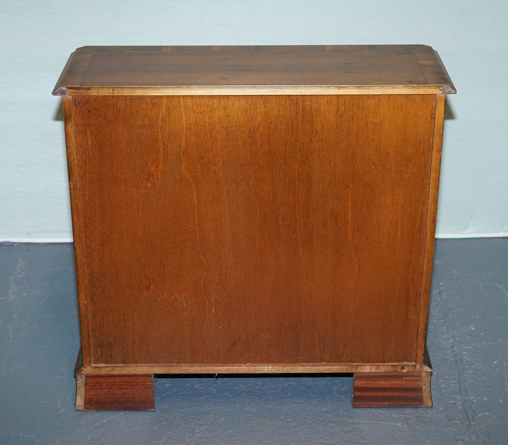 VINTAGE BURR YEW WOOD OPEN DWARF LIBRARY BOOKCASE WiTH TWO DRAWERS
