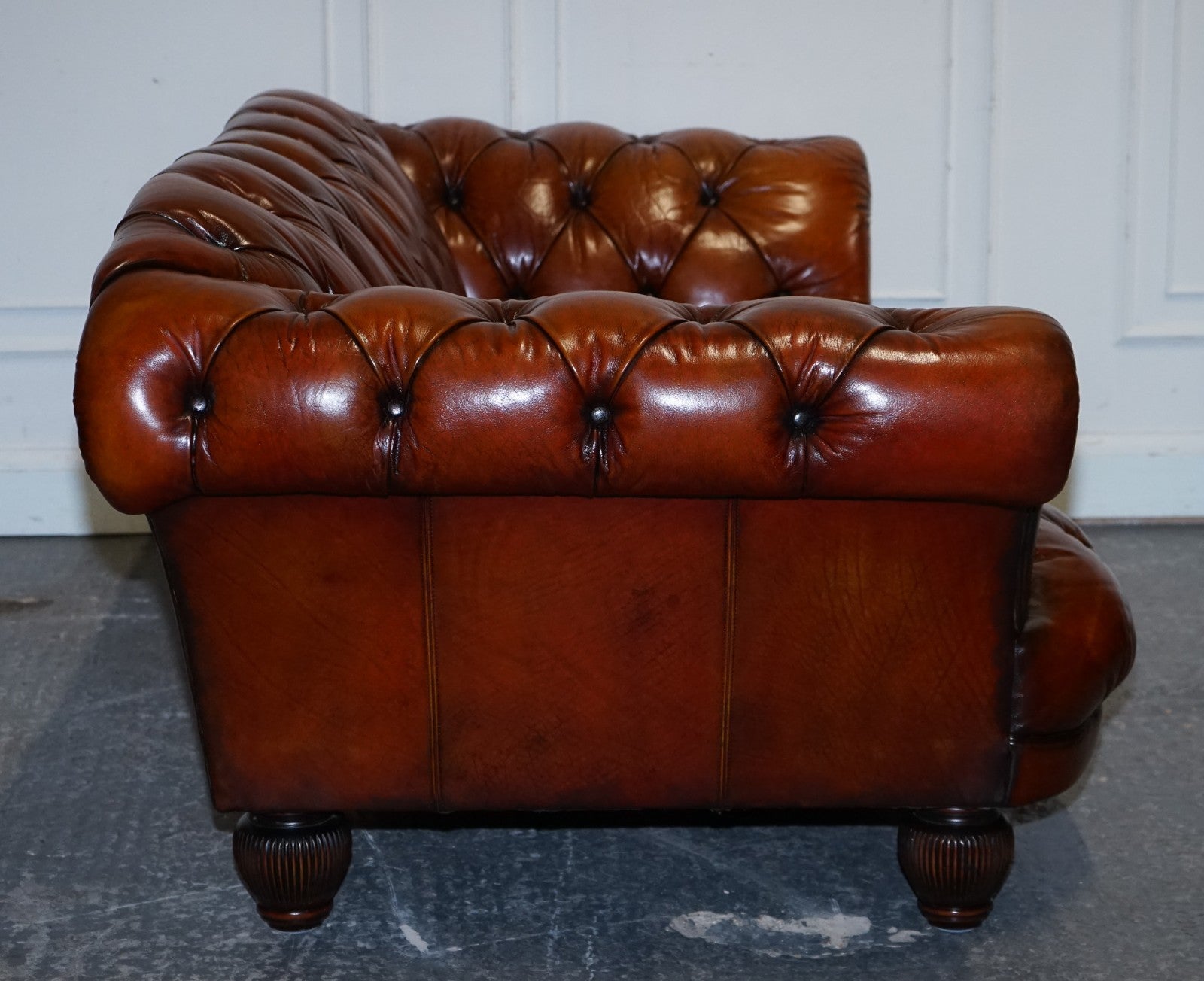 RESTORED HAND DYED LEATHER 2.5 SEATER CHESTERFIELD TETRAD OSCAR SOFA