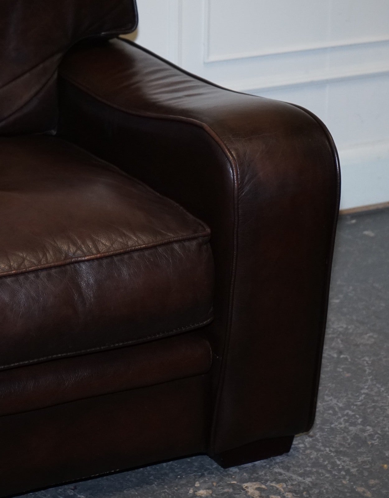 LOVELY VINTAGE CLUB BROWN LEATHER TWO TO THREE SOFA