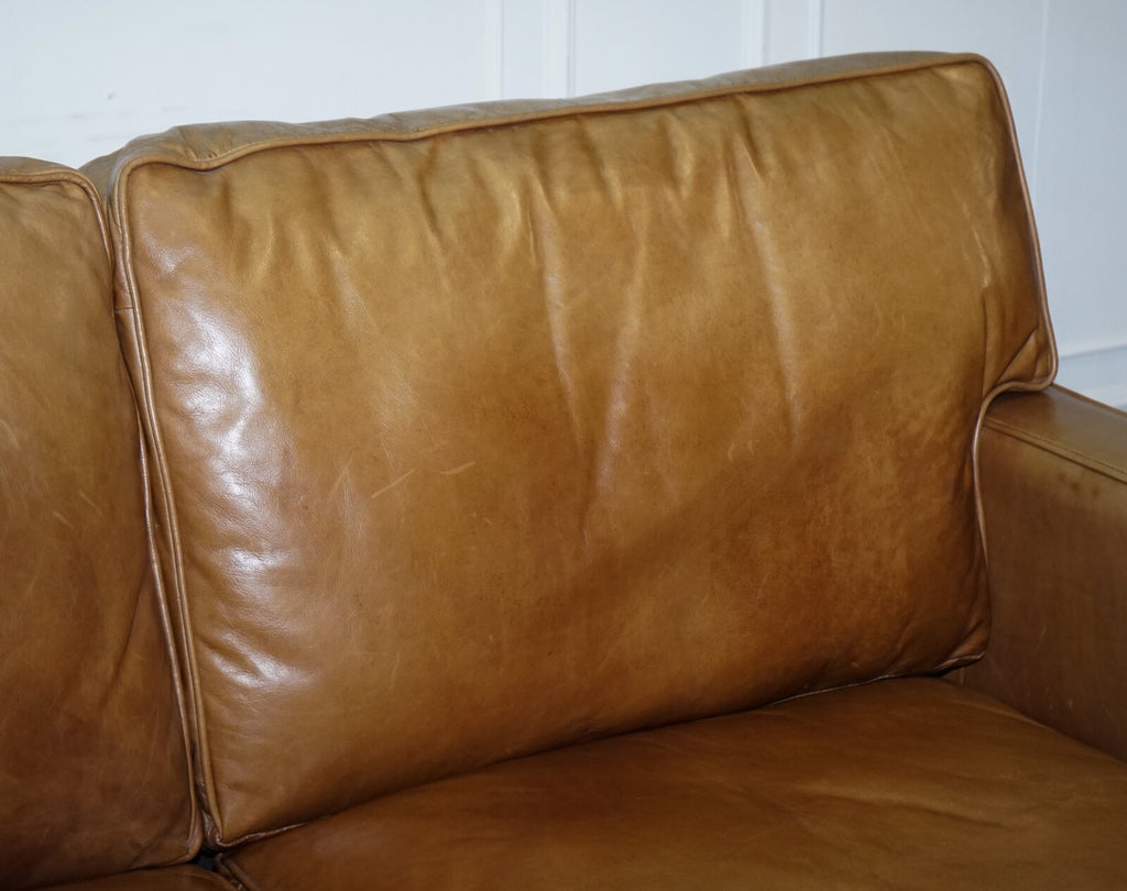 TIMOTHY OULTON HALO TWO SEATER ViSCOUNT TAN LEATHER SOFA (2/2)
