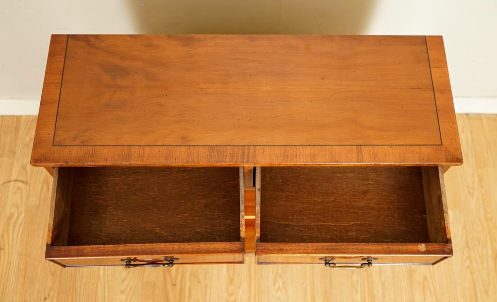 VINTAGE YEW WOOD DWARF OPEN LIBARY BOOKCASE CABINET
