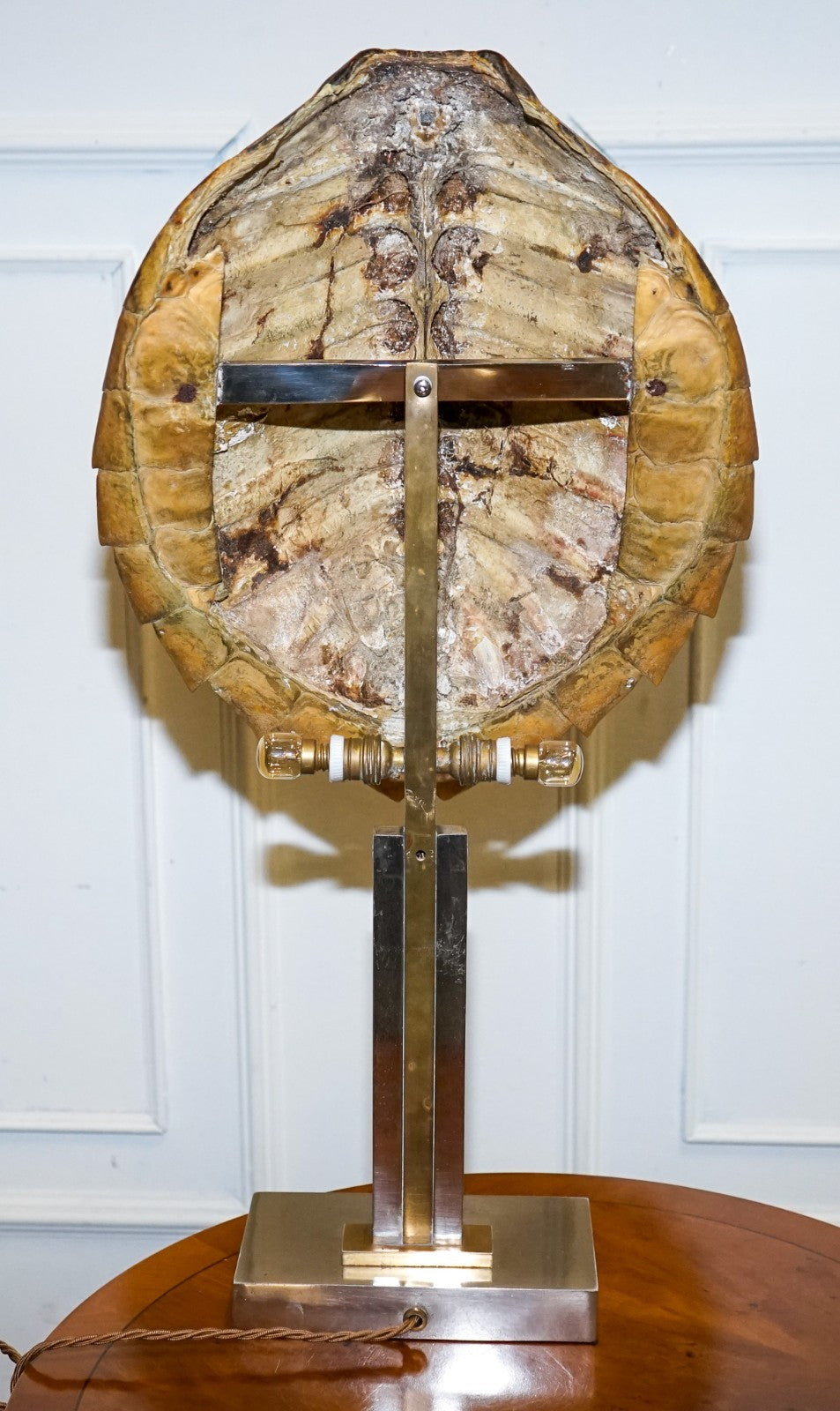 CIRCA 1960'S RARE TURTLE TORTOISE TABLE LAMP ON ART DECO STYLE STAND