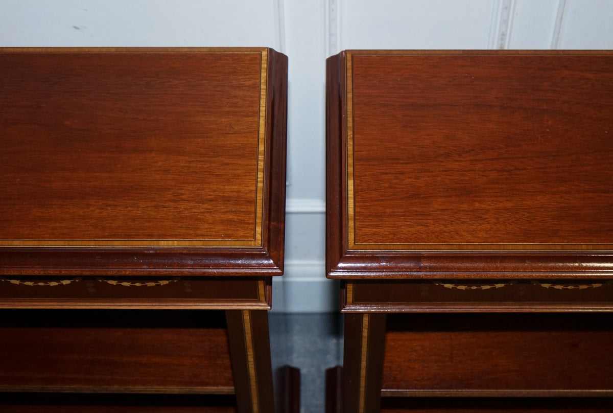 PAIR VINTAGE EDWARDIAN STYLE SHERATON DWARF OPEN BOOKCASE ADJUSTABLE SHELVES