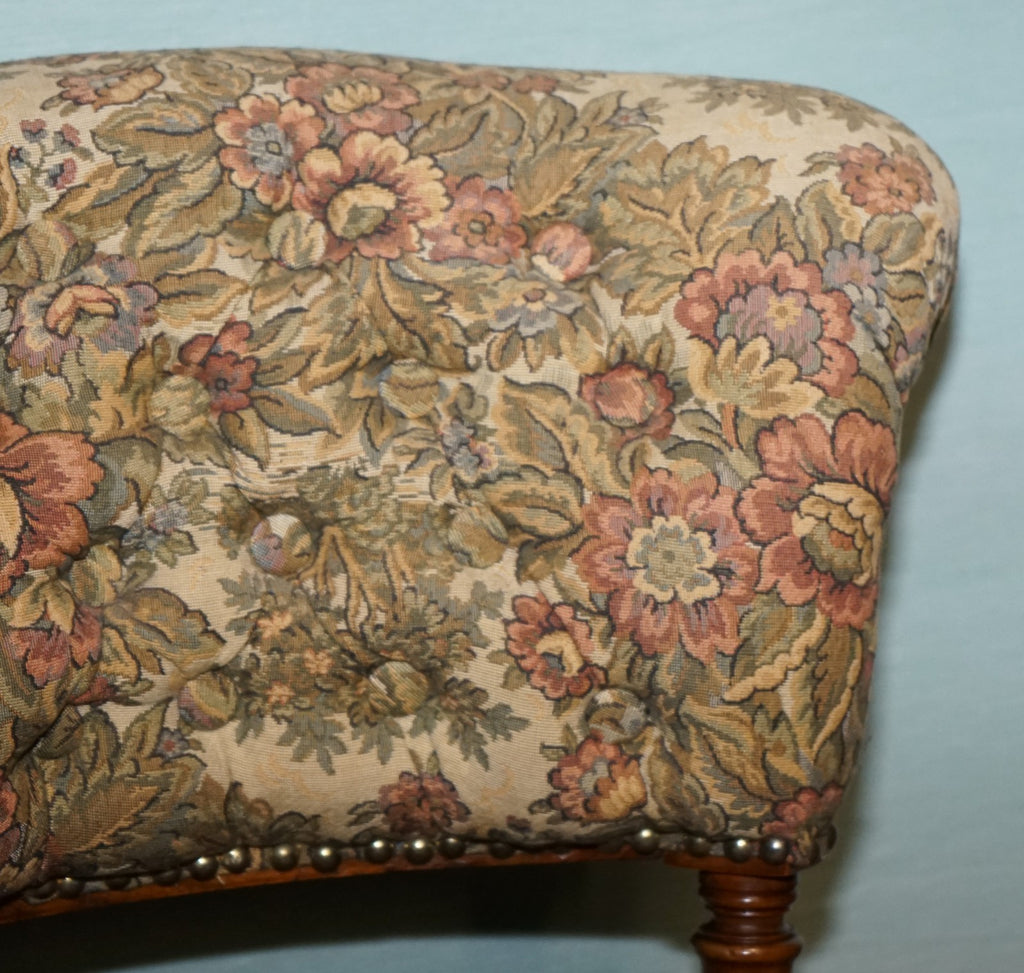 ANTIQUE VICTORIAN TAPESTRY NURSING CHAIR WITH FLORAL FLOWER DESIGN