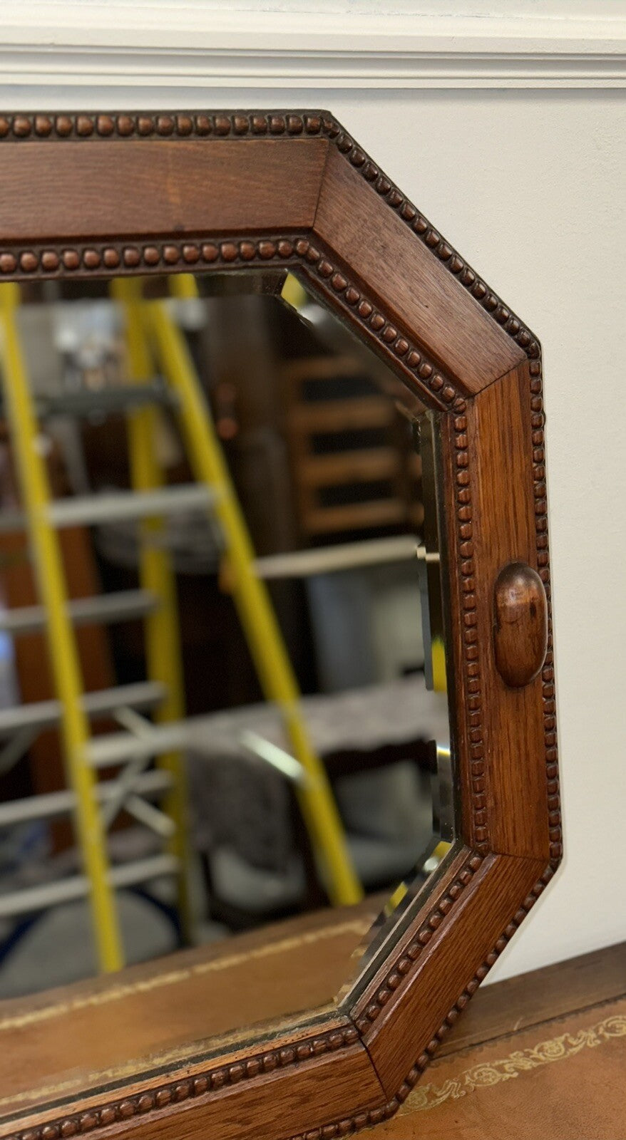 ART DECO 1920's BEVELLED MIRROR OAK MIRROR