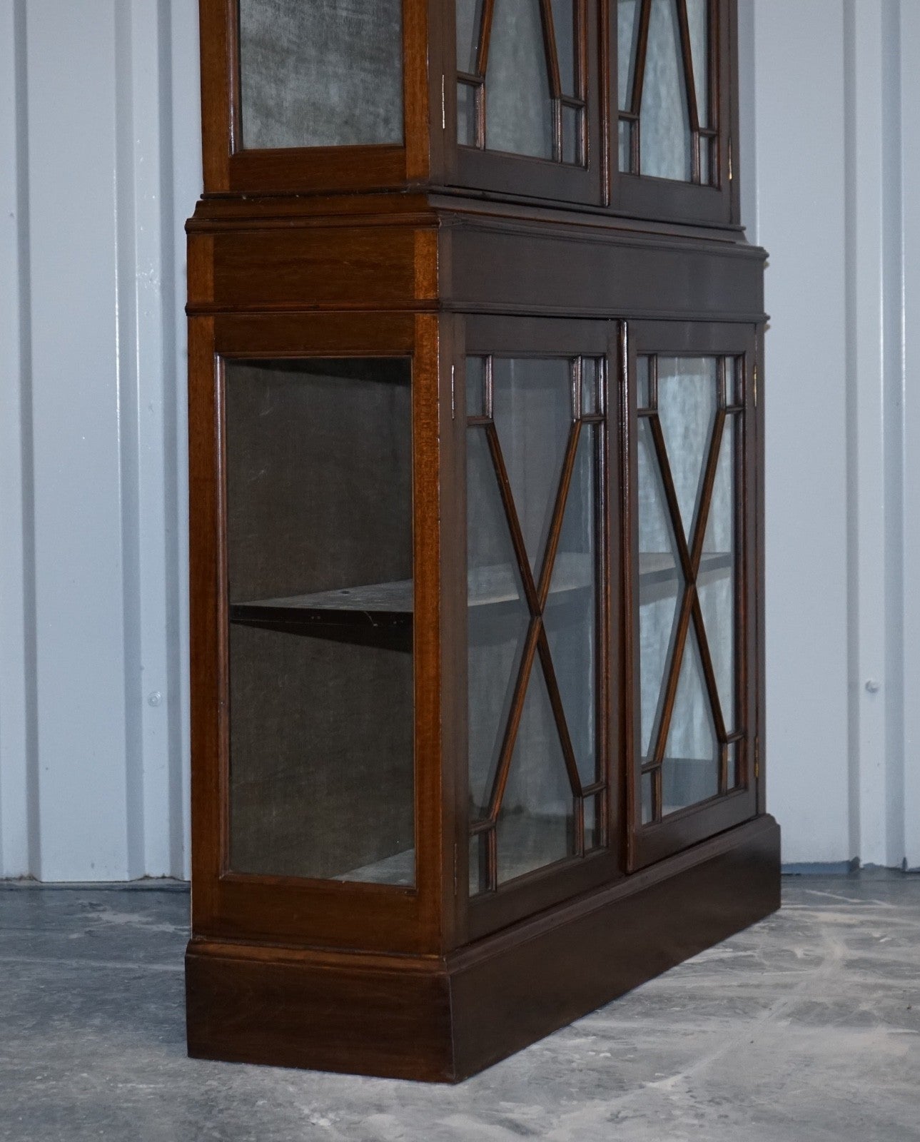 ENGLISH 19TH CENTRY GLAZED DISPLAY CURIO CABINET WITH FIXED SHELVES