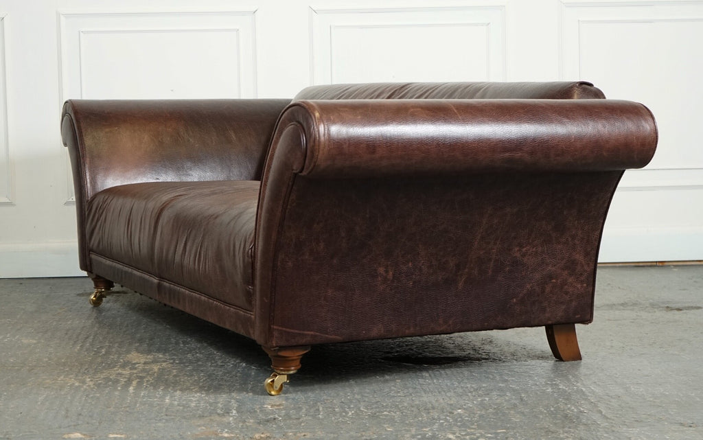 STUNNING FISHPOOLS HERITAGE BROWN LEATHER 2 TO 3 SEATER SOFA