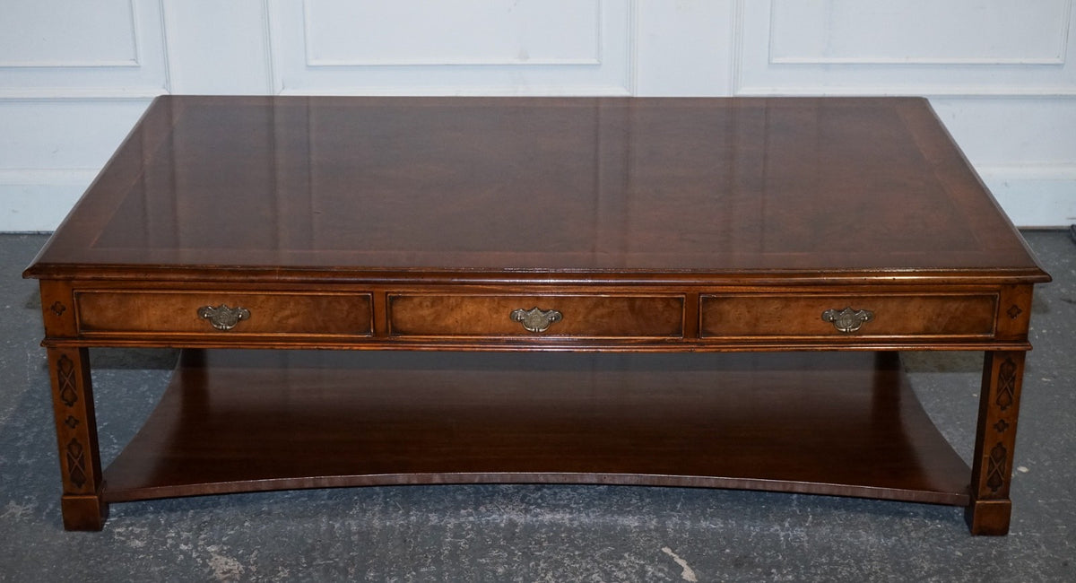 LARGE GEORGIAN STYLE BURR WALNUT COFFEE TABLE BY BRIGHTS OF NETTLEBED LONDON