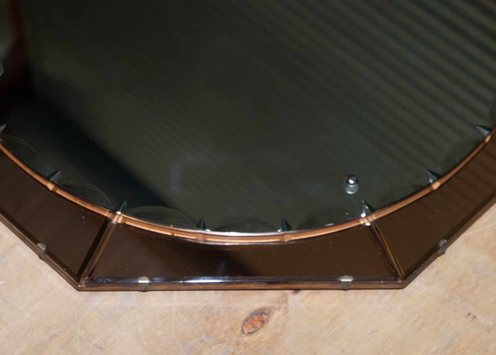 STUNNING LARGE FRENCH ART DECO 1920'S PEACH COLOURED WALL MIRROR