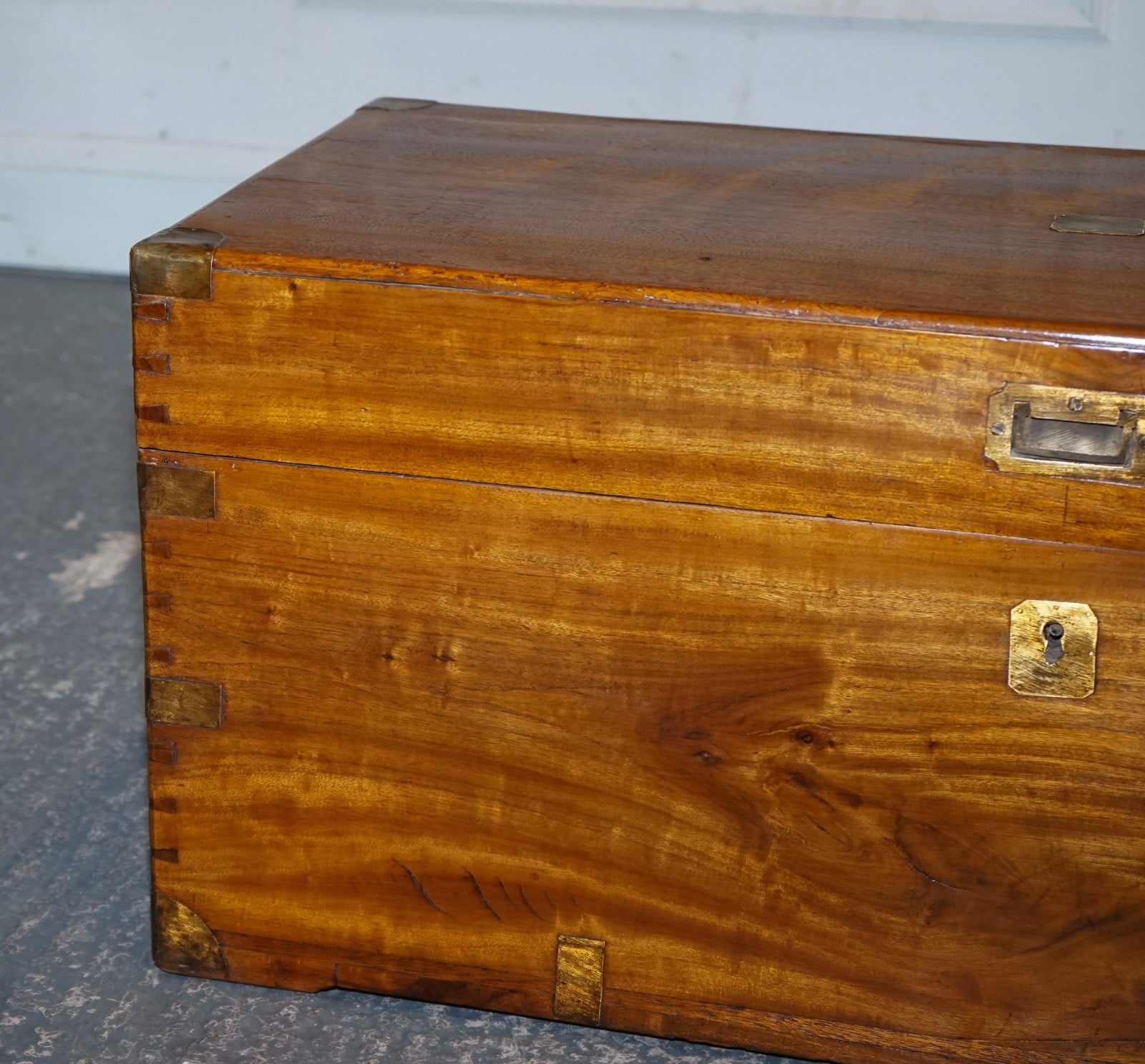 19TH CENTURY ENGLISH ANTIQUE FULLY RESTORED CAMPHOR WOOD CHEST STORAGE TRUNK