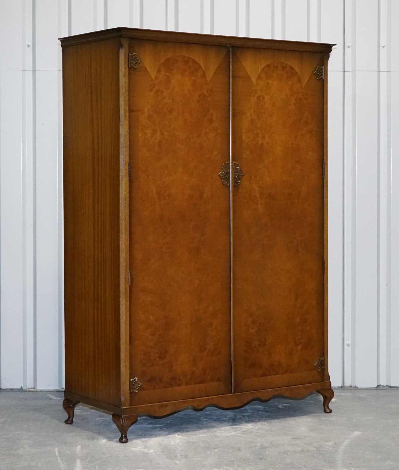 ART DECO STYLE ENGLISH WALNUT DOUBLE DOOR WARDROBE MADE BY DILLON, ENGLAND
