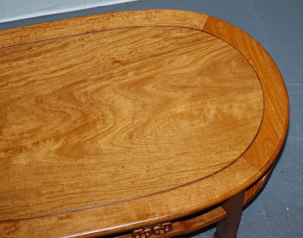 VINTAGE CHiNESE ORiENTAL CARVED BROWN TEAK COFFEE TABLE