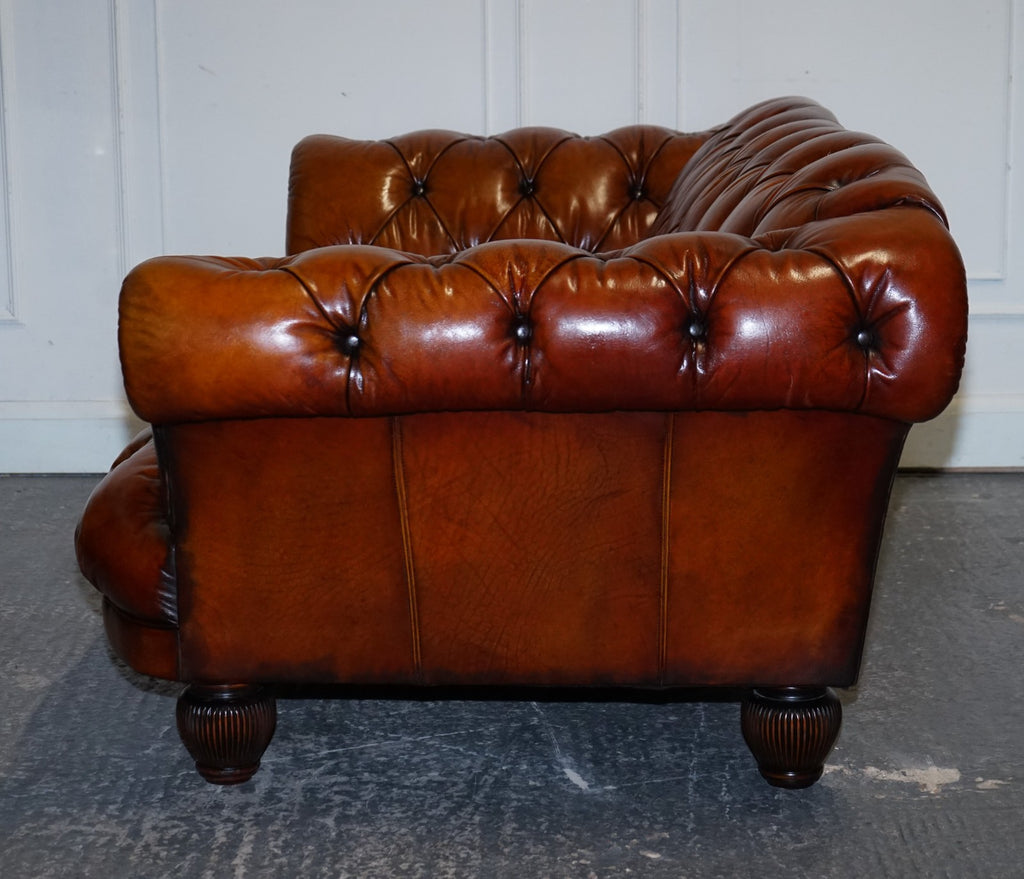RESTORED HAND DYED LEATHER 2.5 SEATER CHESTERFIELD TETRAD OSCAR SOFA