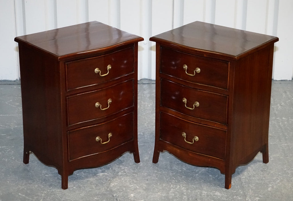 GEORGIAN REVIVAL STYLE SERPENTINE NIGHTSTANDS BEDSIDES BY BRIGHTS OF NETTLEBED