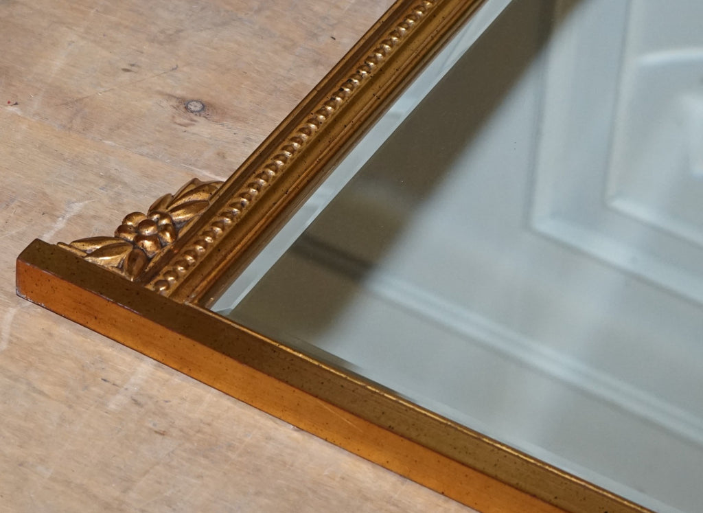 VINTAGE VICTORIAN STYLE GILTED OVERMANTEL WALL MIRROR