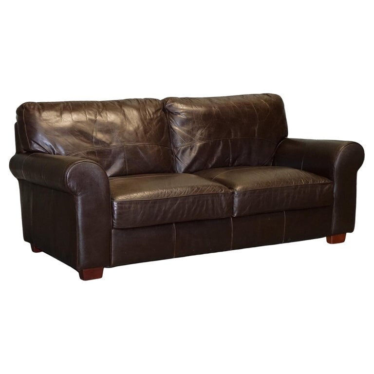 VINTAGE CHOCOLATE BROWN TWO TO THREE SEATER SOFA