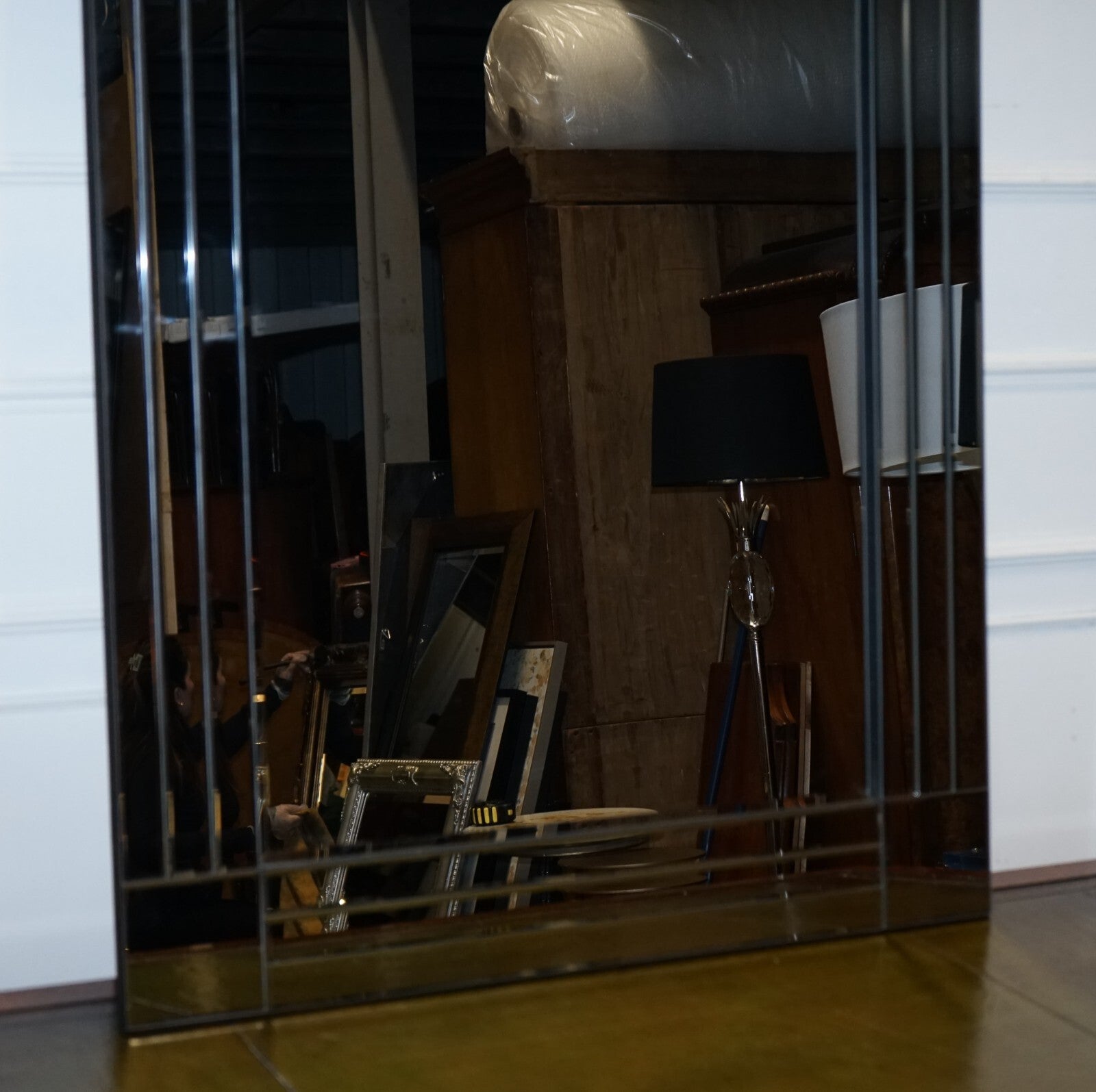 LOVELY EXTRA LARGE BEVELLED SiLVER ALL GLASS WALL MIRROR (2/2)