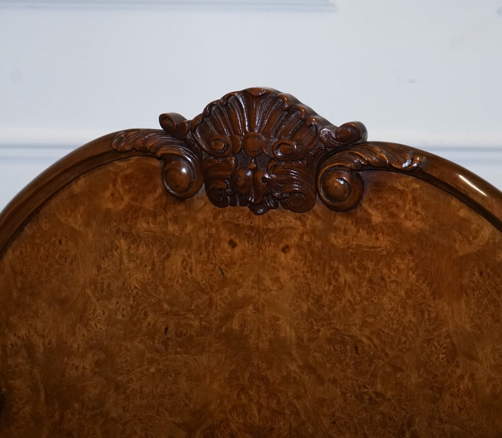 1930 ART DECO BURR WALNUT ENGLISH MADE VONO BEDSTEAD FRAME QUEEN ANNE LEGS 2/2