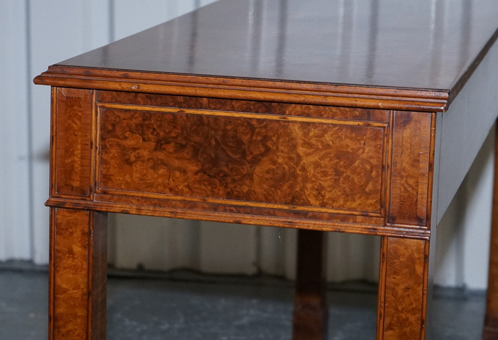 GEORGIAN STYLE BRIGHTS OF NETTLEBED LONDON BURR WALNUT CONSOLE TABLE