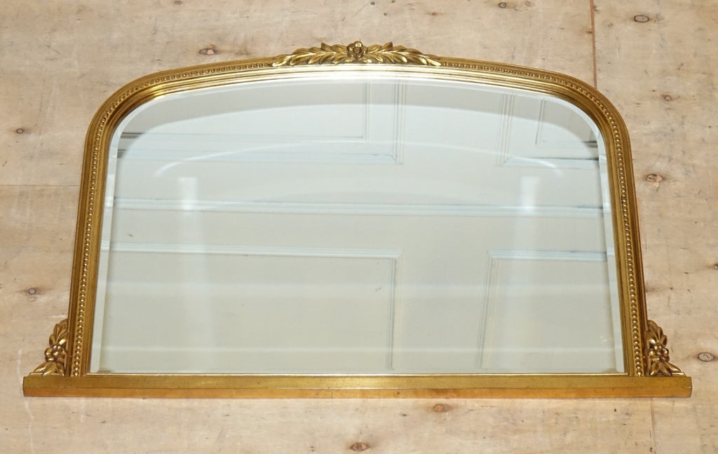 VINTAGE VICTORIAN STYLE GILTED OVERMANTEL WALL MIRROR