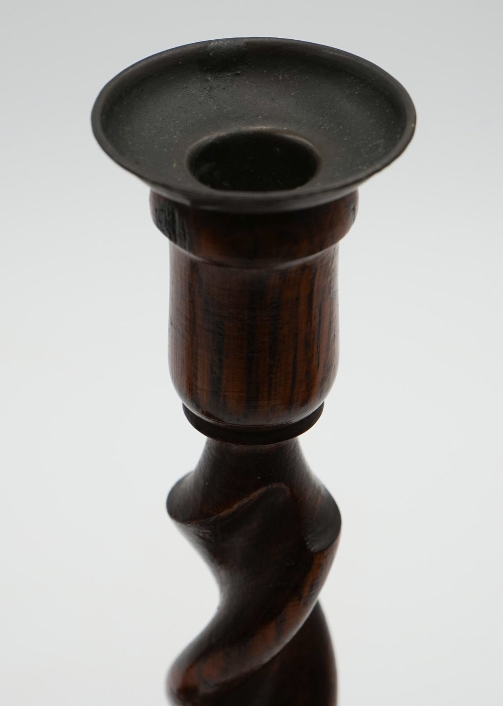 EARLY ViCTORIAN PAIR OF ENGLISH OAK BARLEY TWIST CANDLE STICKS (4)