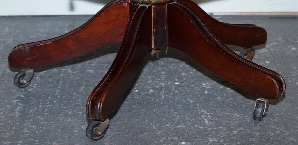 FINE 1950'S BURGUNDY CHESTERFIELD LEATHER CAPTAINS SWIVEL DESK CHAIR