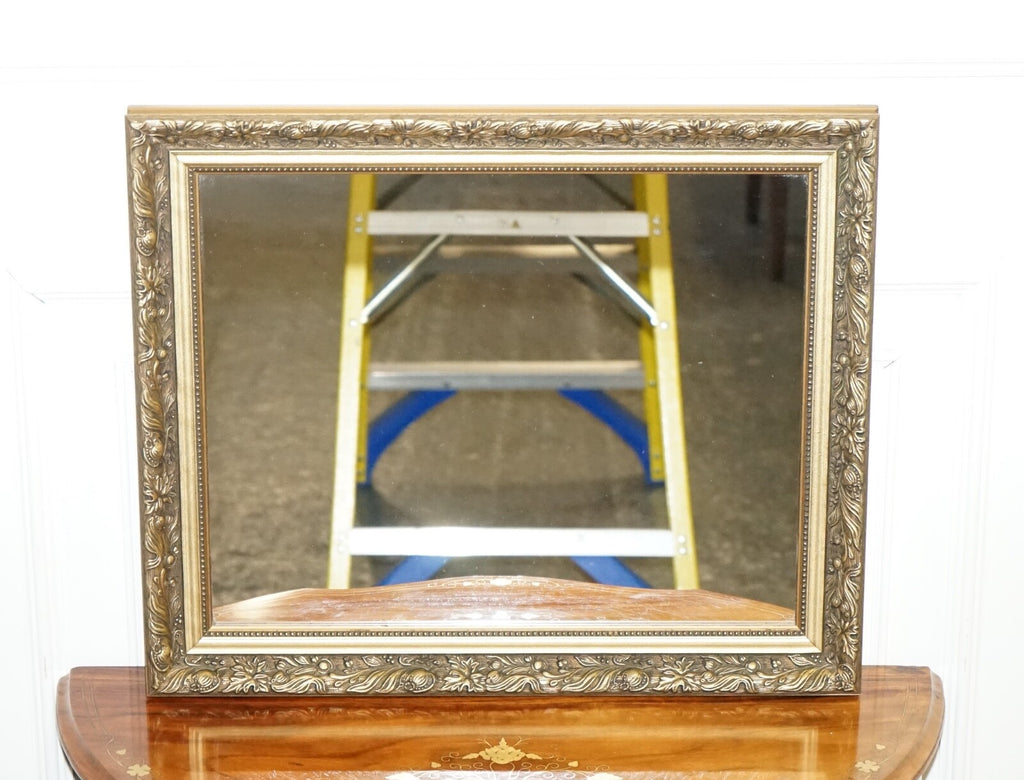 LOVELY VINTAGE GOLD ORNATE BEVELLED WALL MIRROR
