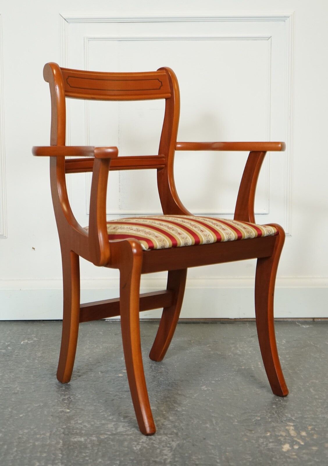 VINTAGE SET OF 8 YEW WOOD DINING CHAIRS J1