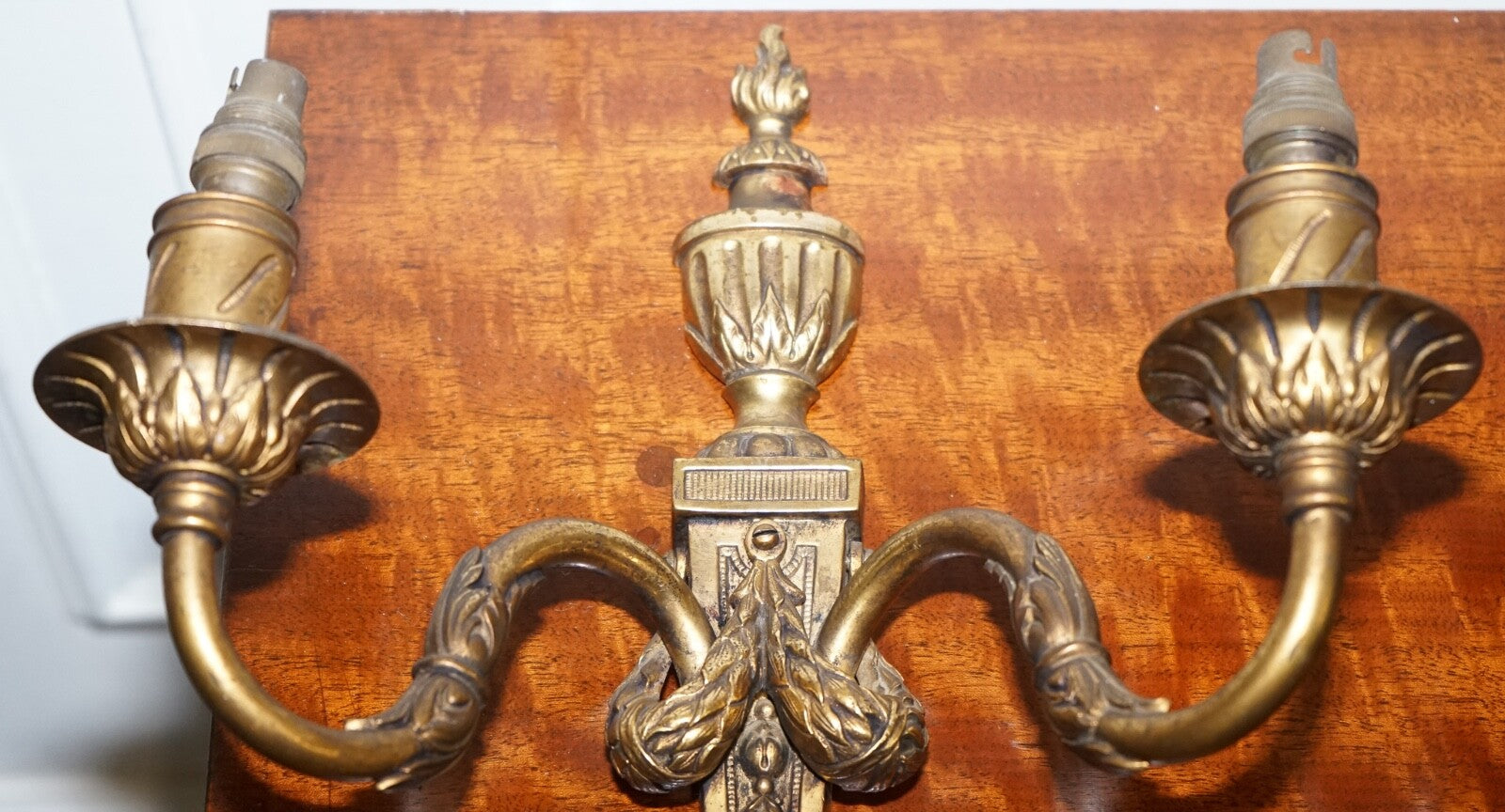 PAIR OF 19TH CENTURY FRENCH BRASS SCONCES TWO BRANCHES WALL LIGHTS