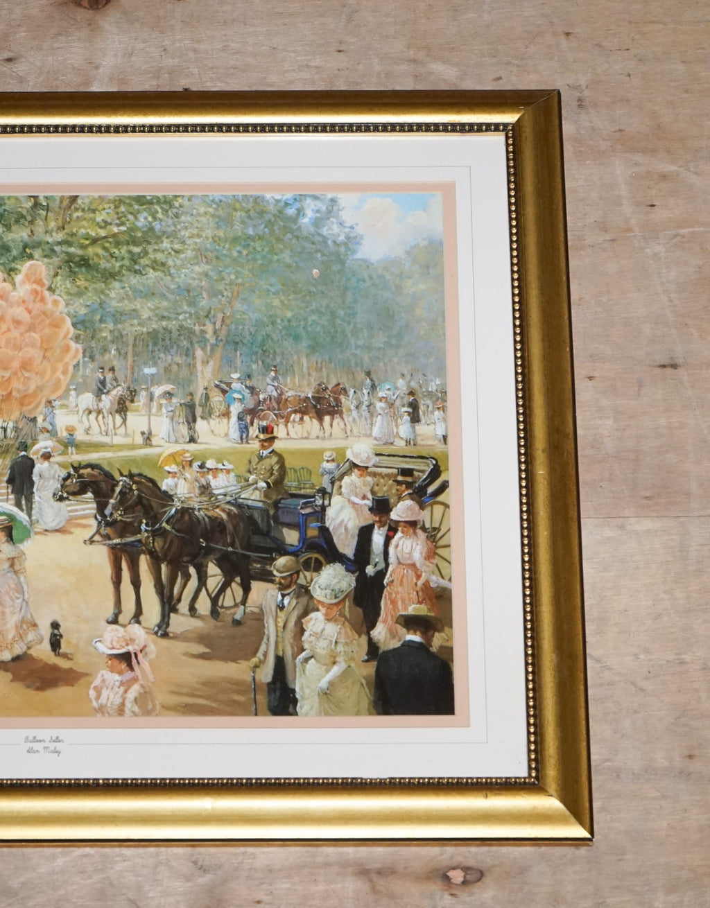 VINTAGE PRINT PAINTING ''BALLOON SELLER'' BY ALAN MALEY 64 X 79 CM