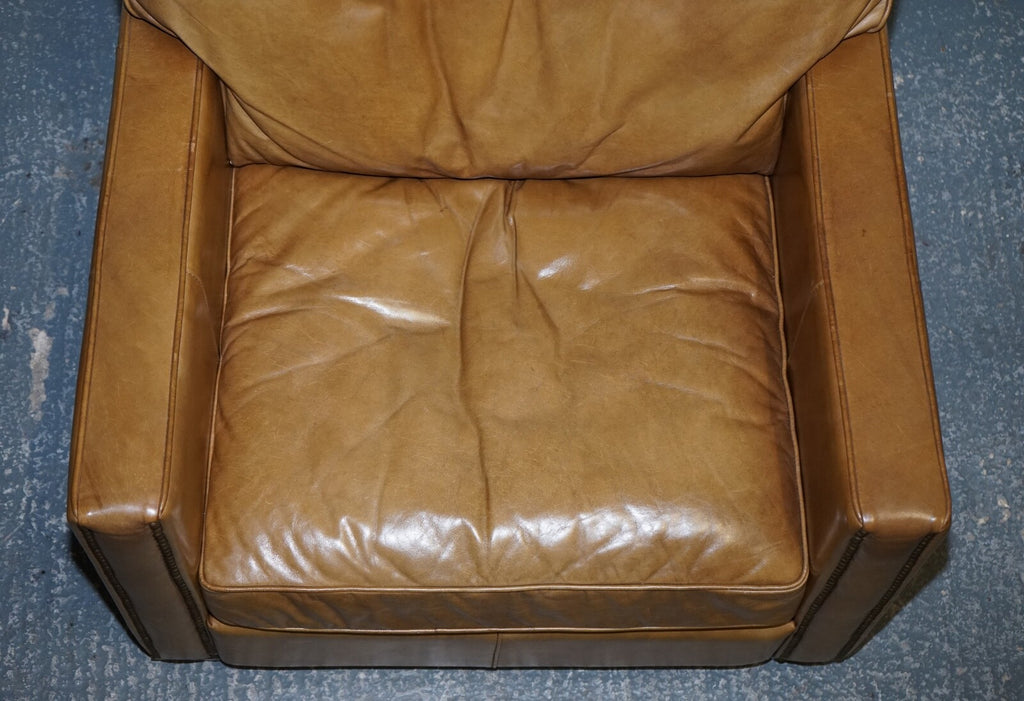 LOVELY TIMOTHY OULTON VISCOUNT PAIR OF TAN LEATHER ARMCHAIRS RRP £5,200