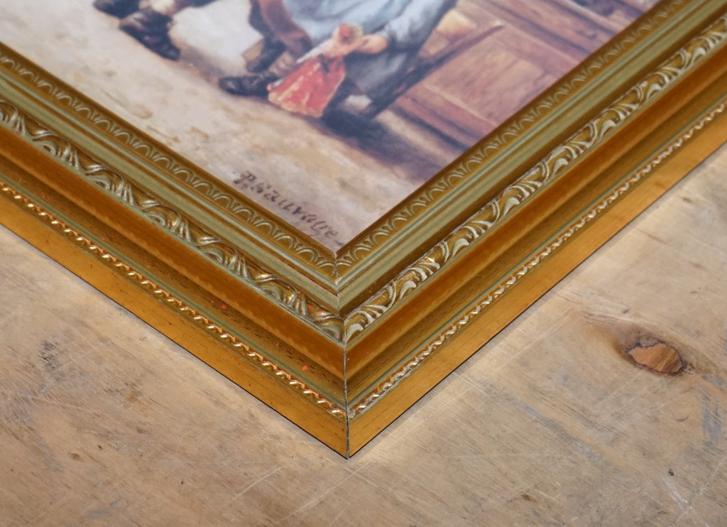 VINTAGE VICTORIAN STYLE PRINT COZY KITCHEN SCENE GITLED FRAME 52 X 42 CM