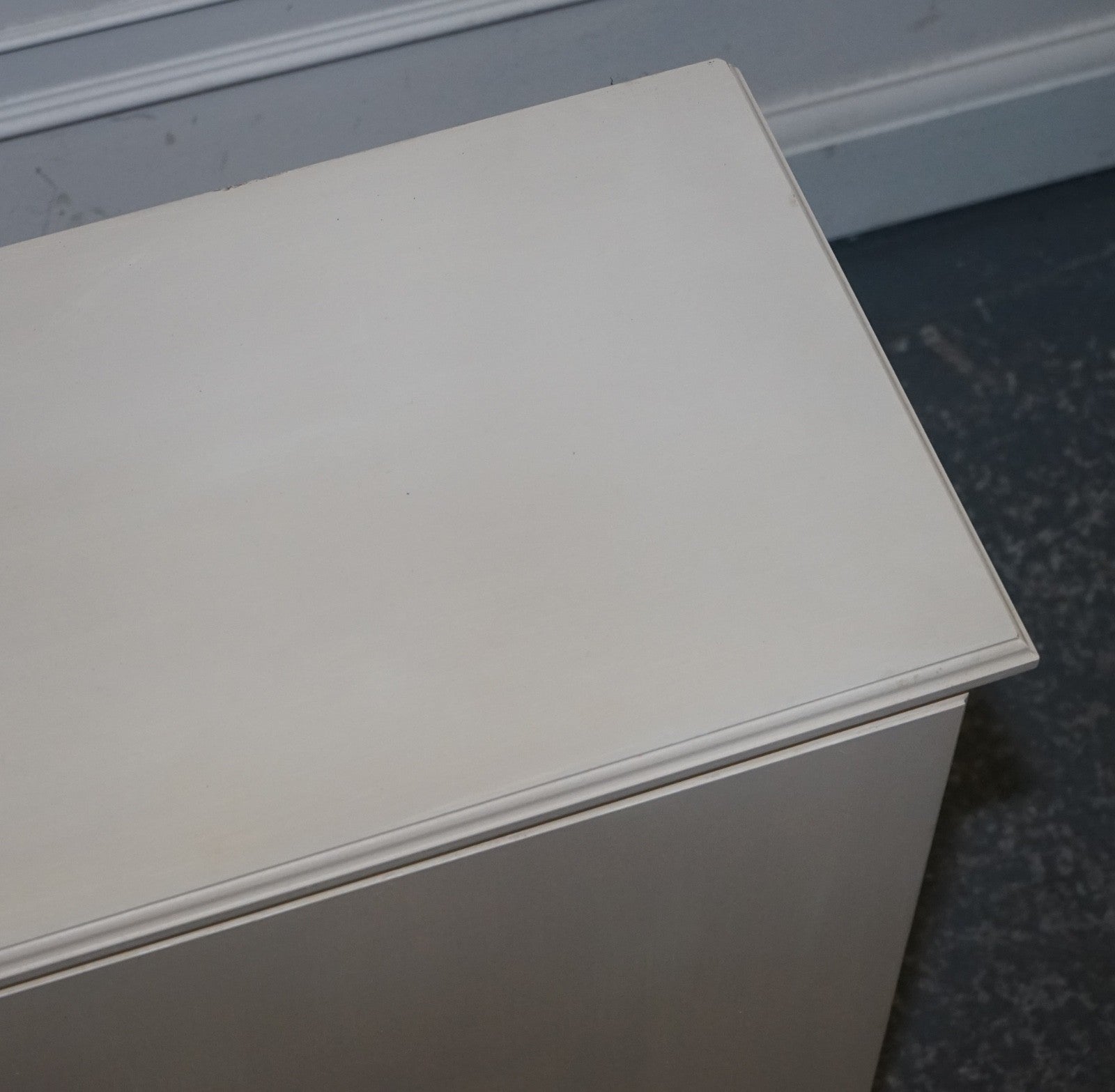 MINIMALIST PAINTED WHITE CUPBOARD WITH BRASS KNOBS MATCHING TABLES AVAILABLE
