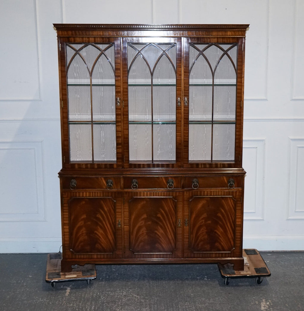 BEVAN FUNNEL GEORGIAN STYLE DISPLAY CABINET BOOKCASE GLASS SHELVES AND LIGHTS