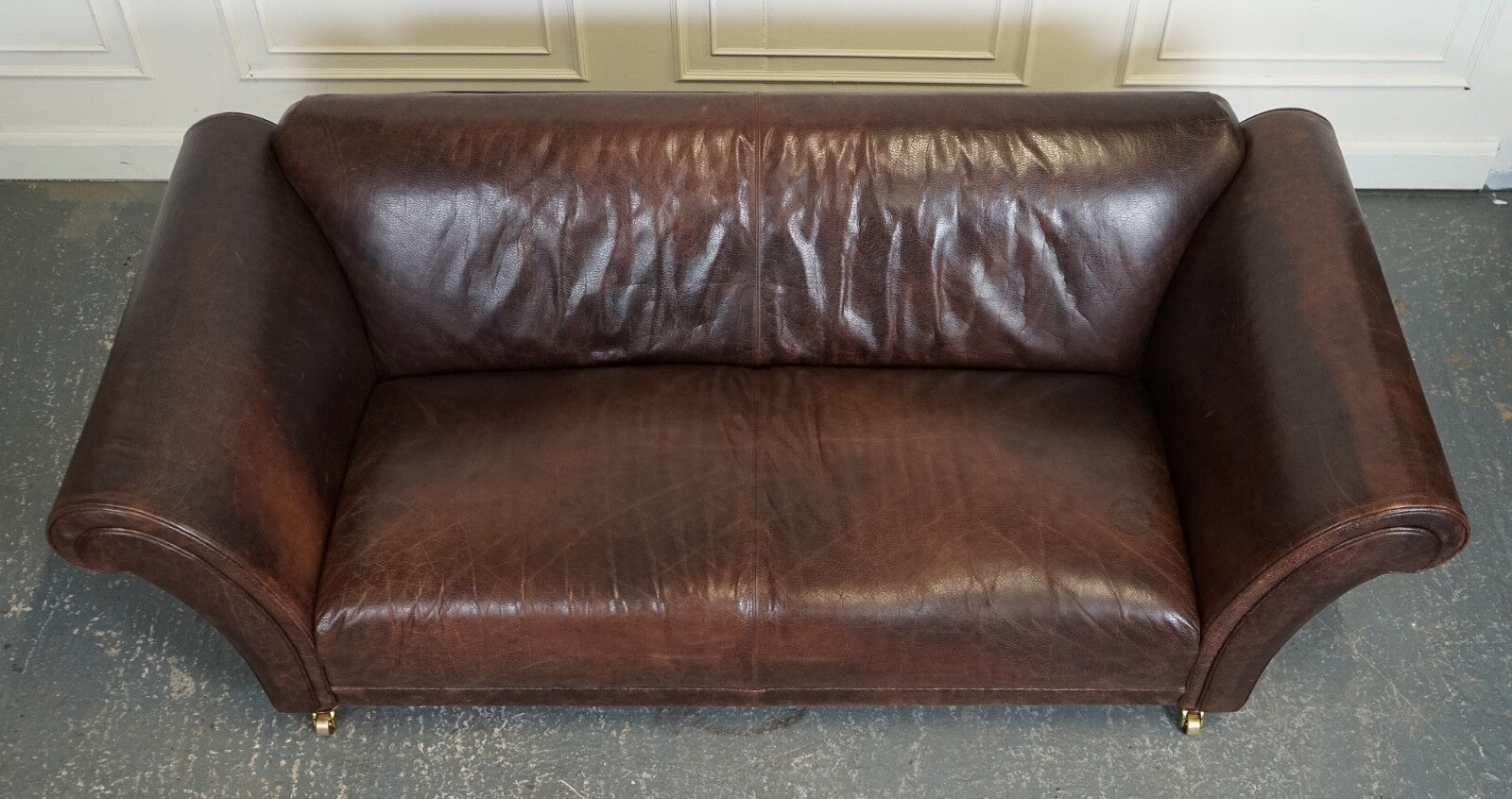 STUNNING FISHPOOLS HERITAGE BROWN LEATHER 2 TO 3 SEATER SOFA